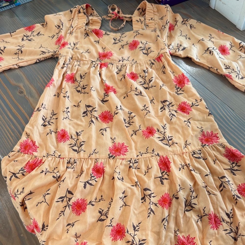 Floral Womens Dress in Orange and Red